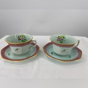 Vintage Adams Calyx Ware Lowestoft Teacup & Saucer Pair